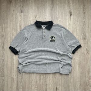 Dynasty Green Bay Packers Embroidered Polo Shirt Mens Sz XL Gray Black